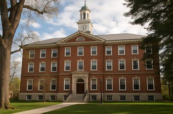 Parkhurst Hall at Dartmouth College, where President Sian Leah Beilock's office is located and administrative decisions about Greek life are made.