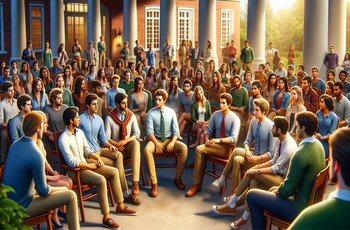 Students at a university awards ceremony recognizing leadership and campus service contributions.