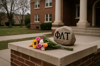 Students gathered on a college campus in a moment of community reflection following the death of a fraternity member at Michigan State University.
