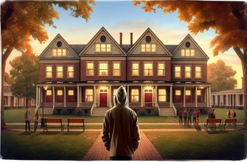 A row of fraternity houses on a college campus, representing ongoing Greek life accountability issues at Penn State.