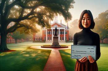 Alumni member writing a check to support his fraternity chapter's scholarship and traditions fund